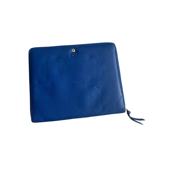 DVF Diane Von Furstenberg Blue Pebble Leather Ipad Cover Case - Picture 2 of 9